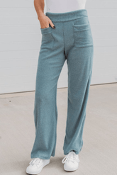 Straight Leg High Rise Ribbed Lounge Pants - Shah S. Sahota